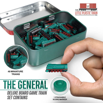 The Little Plastic Train Co. General Deluxe Train Set - Miniature Player Pieces for Board Games, Green, Model 92333