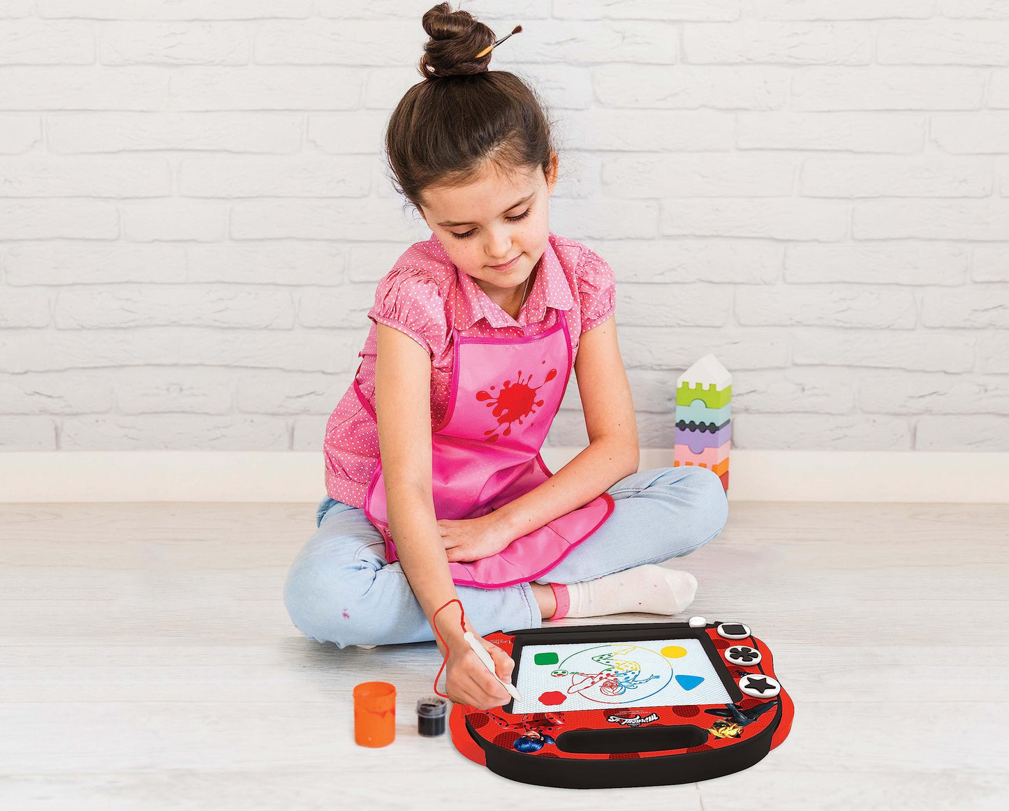 LEXiBOOK, Miraculous Ladybug Cat Noir, Multicolor Magic Magnetic Drawing Board, Artistic Creative Toy for Girls and Boys, Stylus