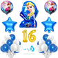 Flyloons 16Th Frozen Theme Birthday Decorations Kit Blue White For 16 Year Old Baby Boys Girls Kids 5 Pcs Elsa Anna Theme 30 Pcs