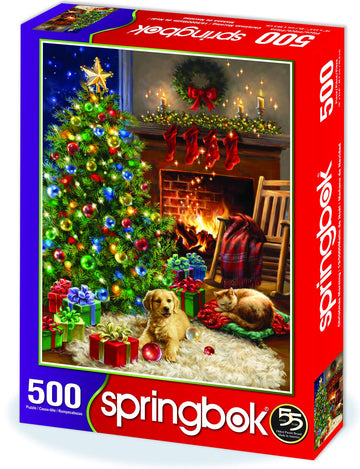 Springbok 500 Piece Jigsaw Puzzle - Cozy Christmas Morning Scene, Multi-Color, Engineered Wood, Model 34-01584