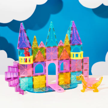 Magna-Tiles Castle Dlx 48-Piece Magnetic Construction Set, The Original Magnetic Building Brand