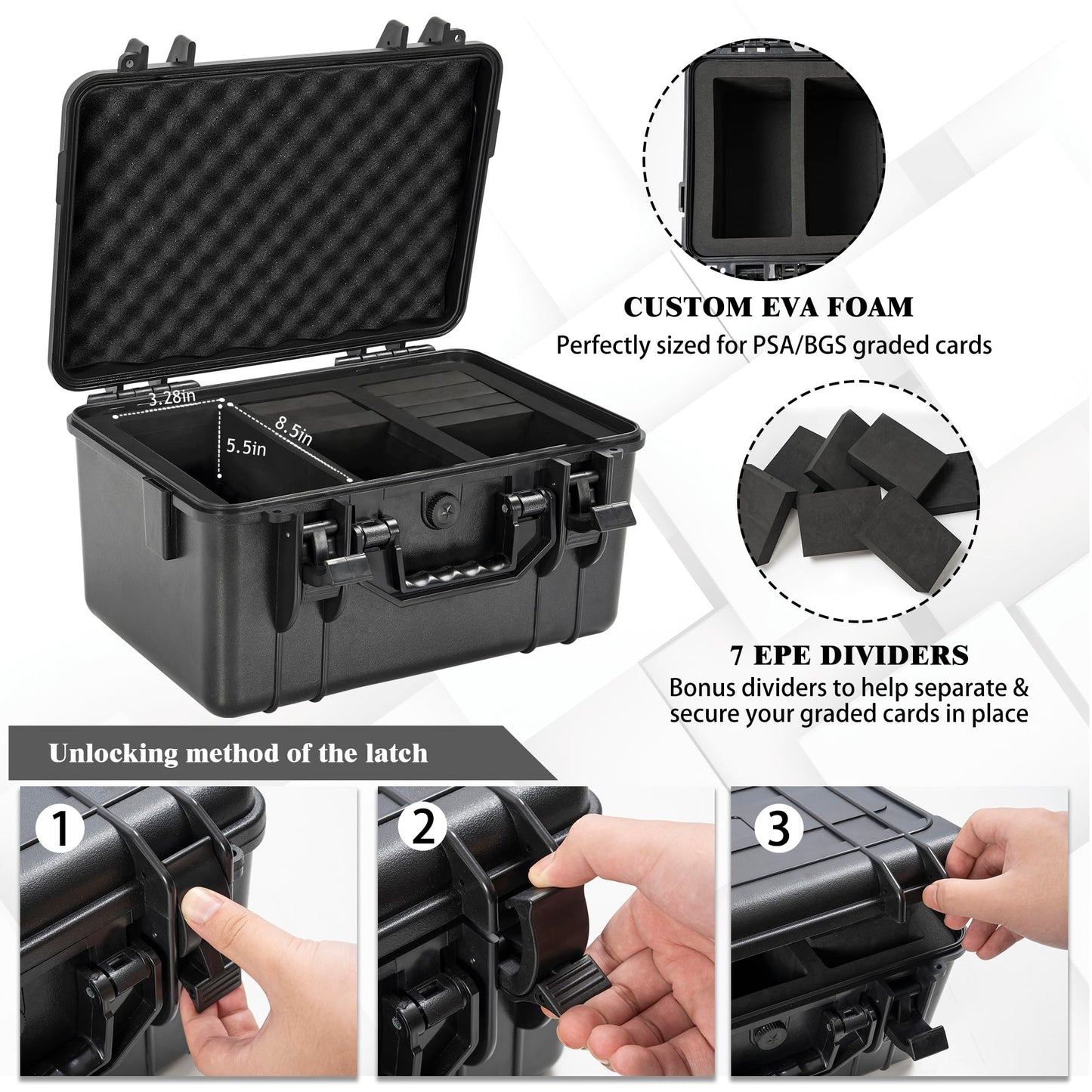 Ouutmee Graded Card Case Storage Box, Trading Card Storage Box, Waterproof Card Slab Carrying Case Compatible With 80+ Psa, Csg,
