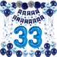 Naninuneno 33Rd Blue Birthday Party Decorations For Boy Girl Men Women, Happy 33 Birthday Balloons Supplies With Happy Birthday