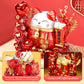 Lucky Cat Building Blocks, Compatible With Lego Animals, 868Pcs Cute Fortune Red Cat With Red Flowers Toy Animals Fortune Cat Bu