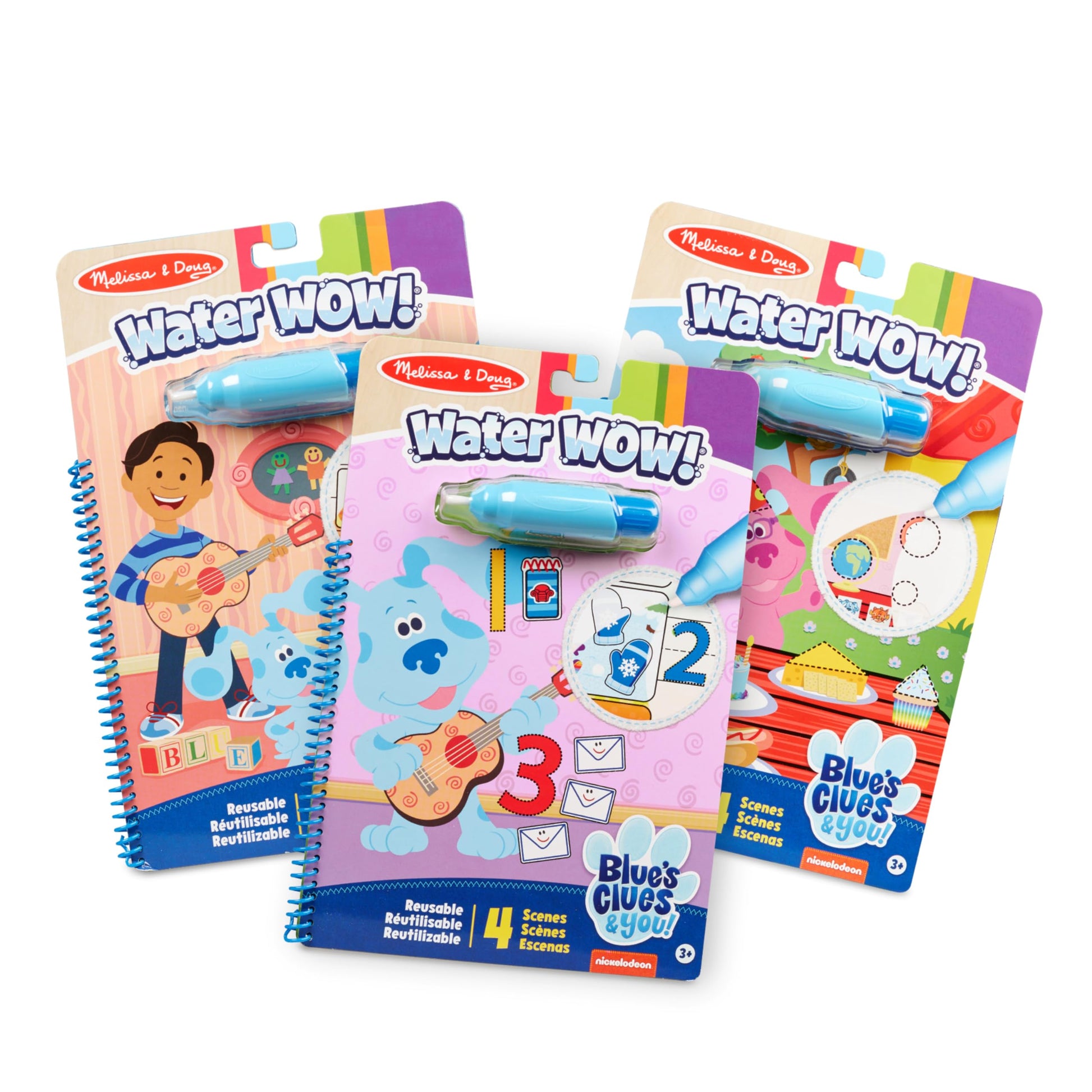 Melissa & Doug Blues Clues & You! Water Wow! 3-Pack - Alphabet, Counting, Shapes Water Reveal Travel Activity Pads