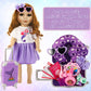 Travel Luggage Play Set For 18 Inch Doll Accessories And Furniture Doll Luggage Seat With Mermaid Doll Clothes Sunglasses Camera