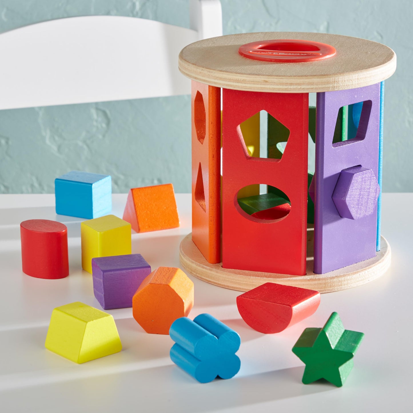 Melissa & Doug Match And Roll Shape Sorter - Classic Wooden Toy, 12+ Months, 1 Piece