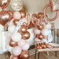 Paready Rose Gold And White Latex Balloons, 60 Pcs 12 Inch Metallic Gold Confetti Balloons With Ribbons For Birthday Party Baby
