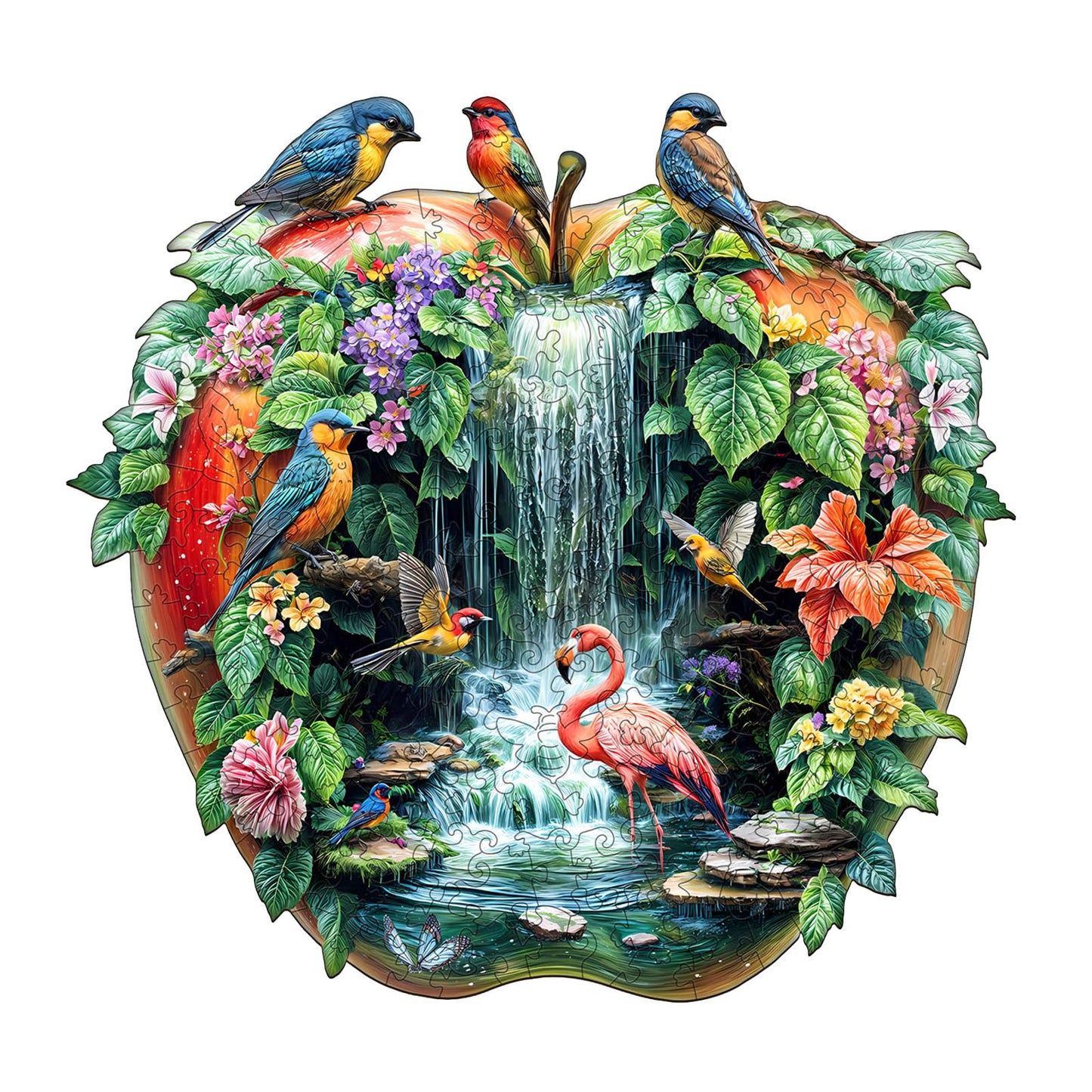 Wooden Puzzles for mature-themeds - Paradise Garden Wooden Jigsaw Puzzle  Unique Animal Shaped Wood Puzzles mature-themed  Christmas Birthday Gifts for Friends/Family  Home Decor 8.5 * 8.1in 100pcs