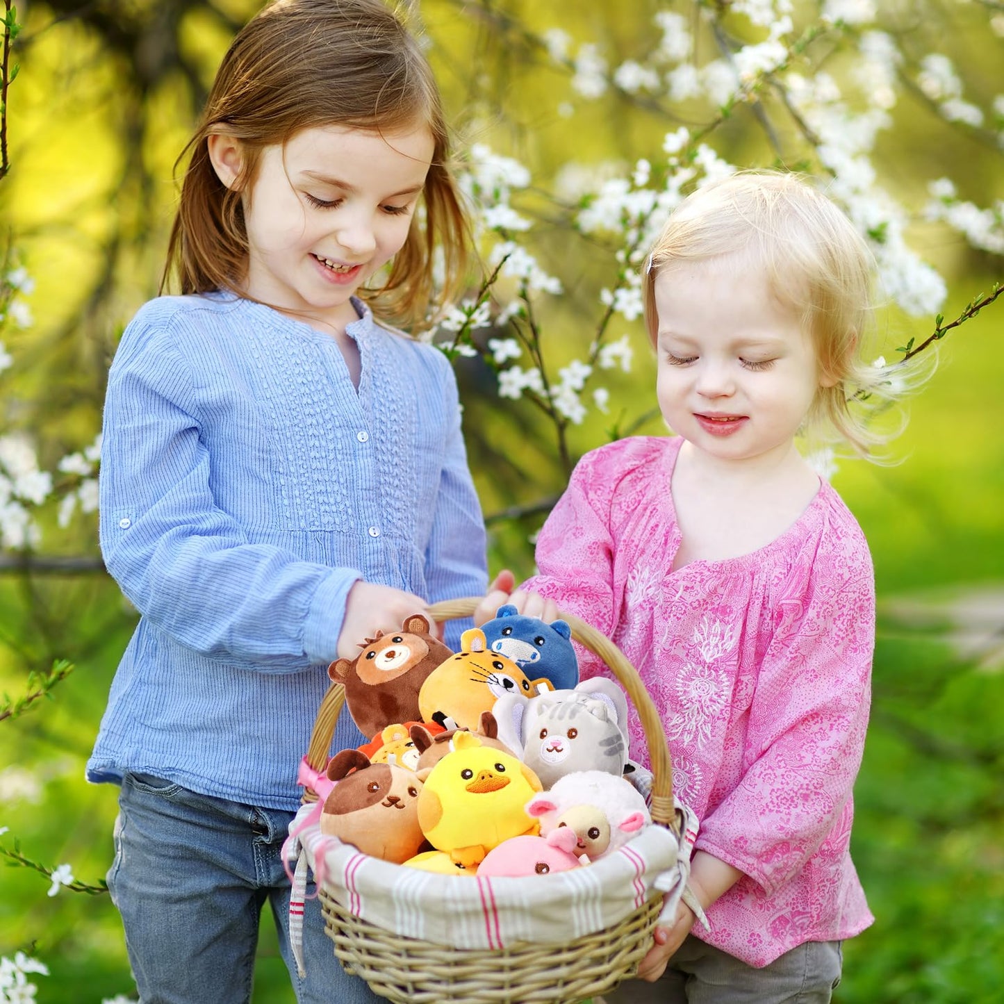 Halloscume 18 Pcs Mini Stuffed Animals Bulk 3.15 Inch Small Plush Forest Farm Jungle Animal Toys Keychains Set For Birthday Gift