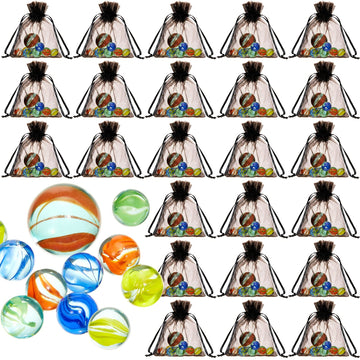 Lewtemi 24 Set Glass Marbles Assorted Colors Shooter Marbles With Black Drawstring Storage Bag Classic Cat Eye Mix Set Or Indoor And Outdoor Game Party Favors For Bounce, Chinese Checkers Board Game