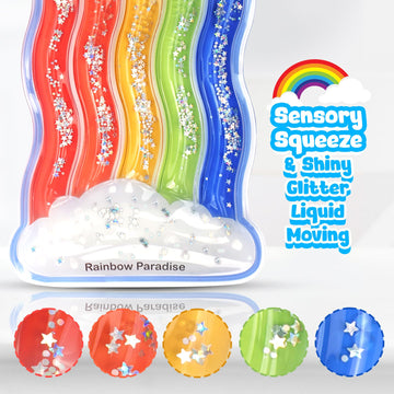 Rainbow Sensory Toys For Kids - Fidget Toys Sensory Tube For Toddlers 3 5 7, Sensory Squeeze Toys For Special Need Children, Anxiety - Road Trip, Classroom Must Haves