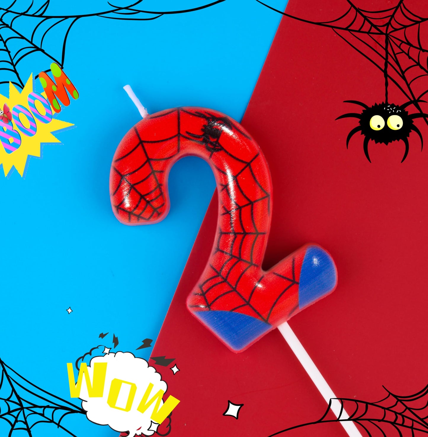 PHD CAKE Spider Birthday Candles, 2.76" Number 2, Wax Material, Spider Theme, Party Celebration