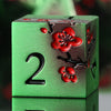 Metal Dice Set D&D, DNDND 7 PCS Metallic Flowers DND Dice with Gorgeous Gift Case for D&D Dungeons and Dragon Tabletop Game (Gre