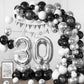 30Th Birthday Decorations Black Silver,30Th Birthday Balloon Garland Party Decorations With Number 30 Foil Balloons,Happy Birthd