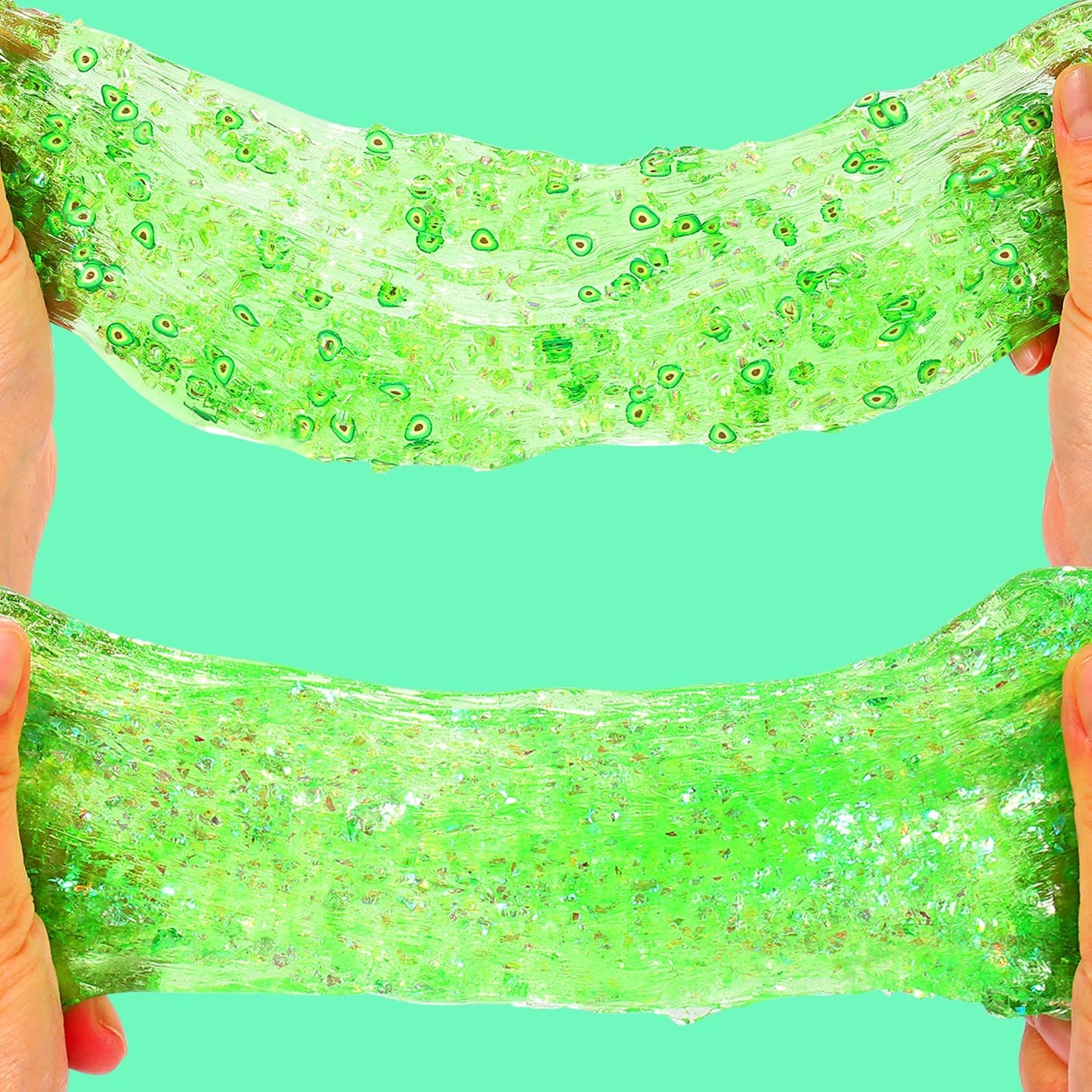 Azeperoy Premade Crystal Slime Set - Green Jelly Cube, Soft & Non-Sticky, Includes 6 Add-ins, Perfect Party Favors for Kids