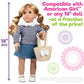 Dress Along Dolly Casual Back to School Day Doll Outfit for 18 Dolls - enhanced Handmade Clothes -4 Piece Clothes Set Costume Includes Shirt  Skirt  Shoes  & Purse  Gifts for Girls Kids Birthday