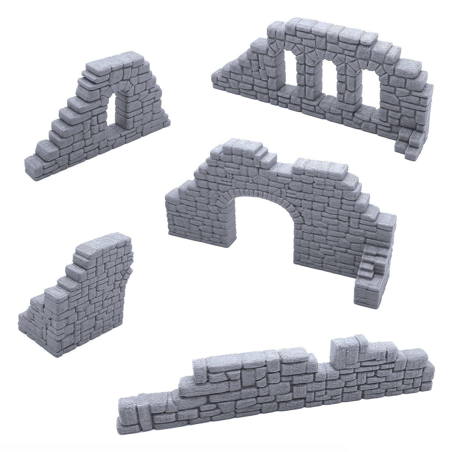 Endertoys Ruined Stone Walls Set A, Terrain Scenery For Tabletop 28Mm Miniatures Wargame, 3D Printed And Paintable