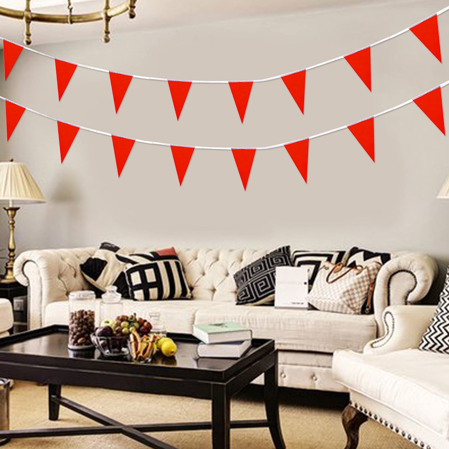 Weitbf 50Ft 30Pcs Red Blank Pennant Banners Flags String Triangle Diy Bunting Flags,Party Decorations For Grand Opening,Kids Bir