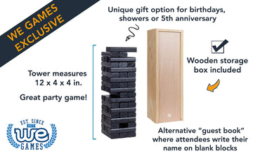 We Games Wooden Block Stacking Party Game For Adults, Tumble Tower Wedding Guest Book Alternative, Tabletop Games, Includes Stor