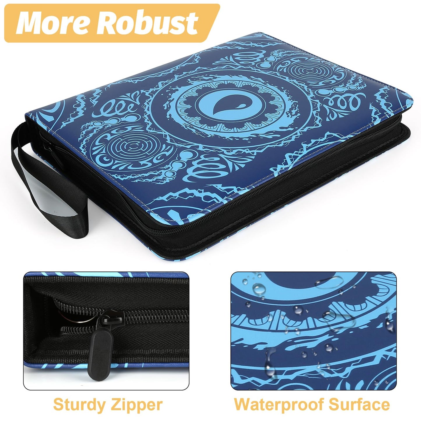 MTGPRO 9-Pocket Card Binder for MTG 720 Double Sided Pocket PU Trading Collection Binder enhanced Collector Card Album for MTG TCG Yugioh Game Cards(Blue)