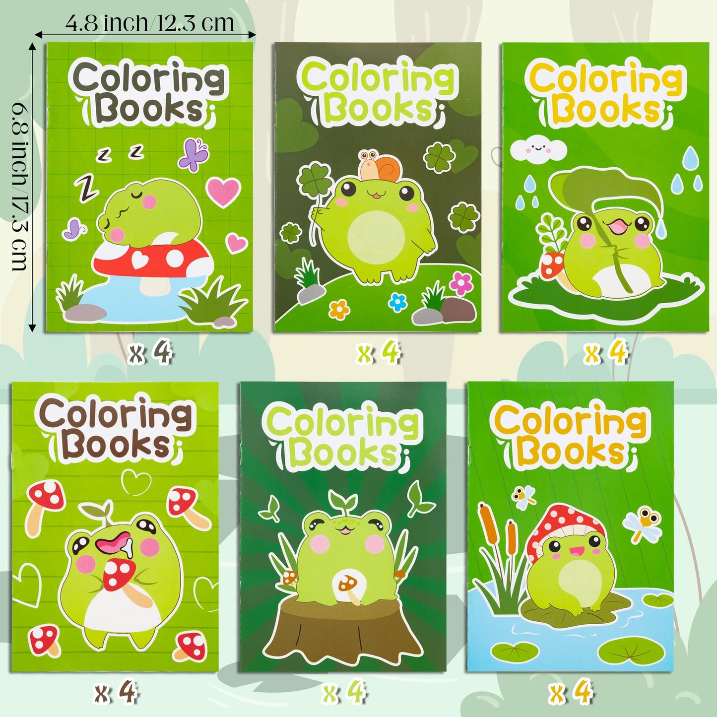 ANGOLIO 24Pcs Frog Mushroom Coloring Book Bulk for Kids Kawaii Frog Activity Book Cartoon Animals DIY Art Booklet for Kid Birthd