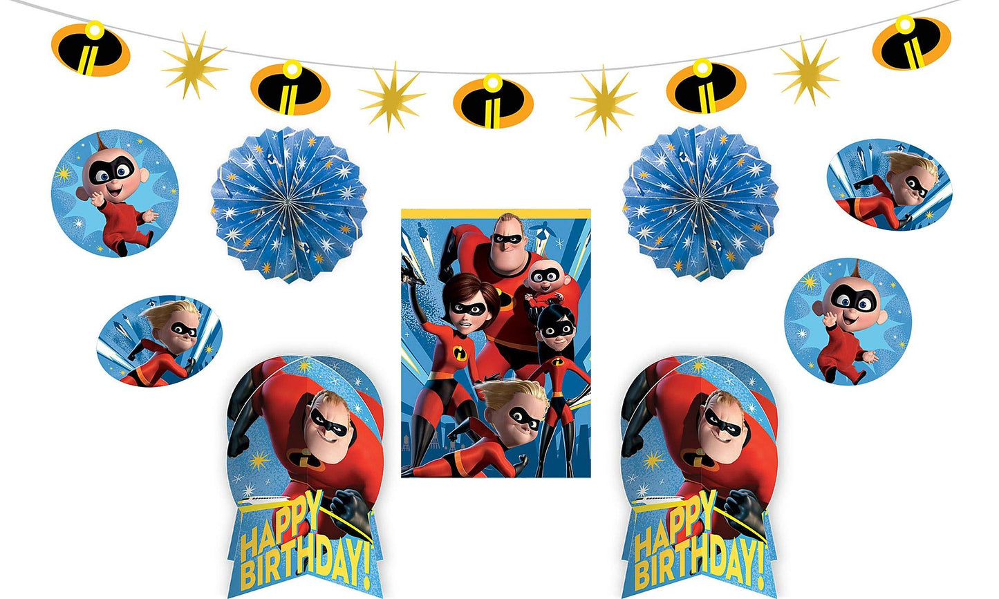 Amscan 280091 Disney/Pixar Incredibles 2 Room Decorating Kit, 1 kit, Birthday