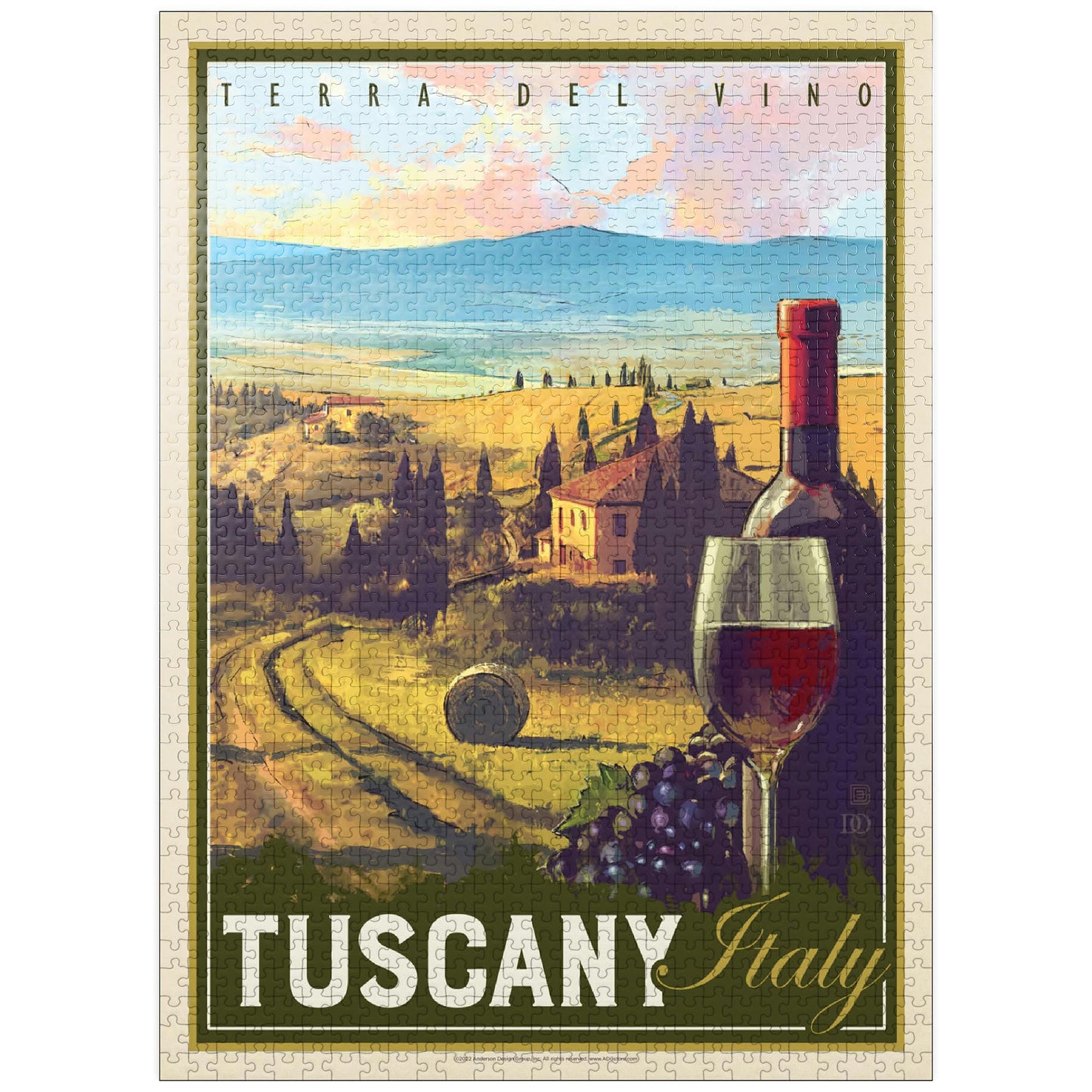 MyPuzzle Italy  Tuscany: Terra Del Vino  Vintage Poster - enhanced 1000 Piece Jigsaw Puzzle for mature-themeds