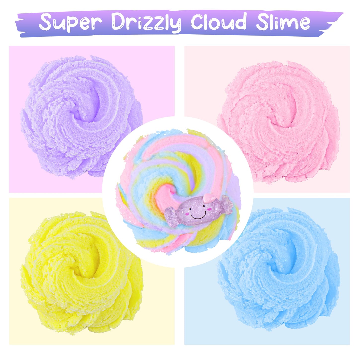 Rainbow Cloud Slime, Super Drizzly & Non-Sticky Premade Slime, Slimes Party Favors For Kids, Slimes Sensory Toys For Birthday Ea