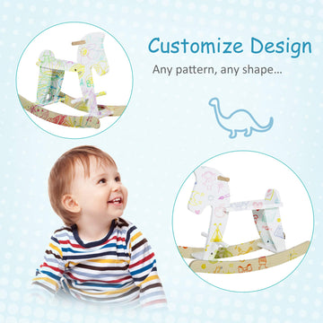Qaba Wooden Rocking Horse Toddler Baby Ride-On Toys For Kids 1-3 Years With Classic Design & Solid Workmanship, White