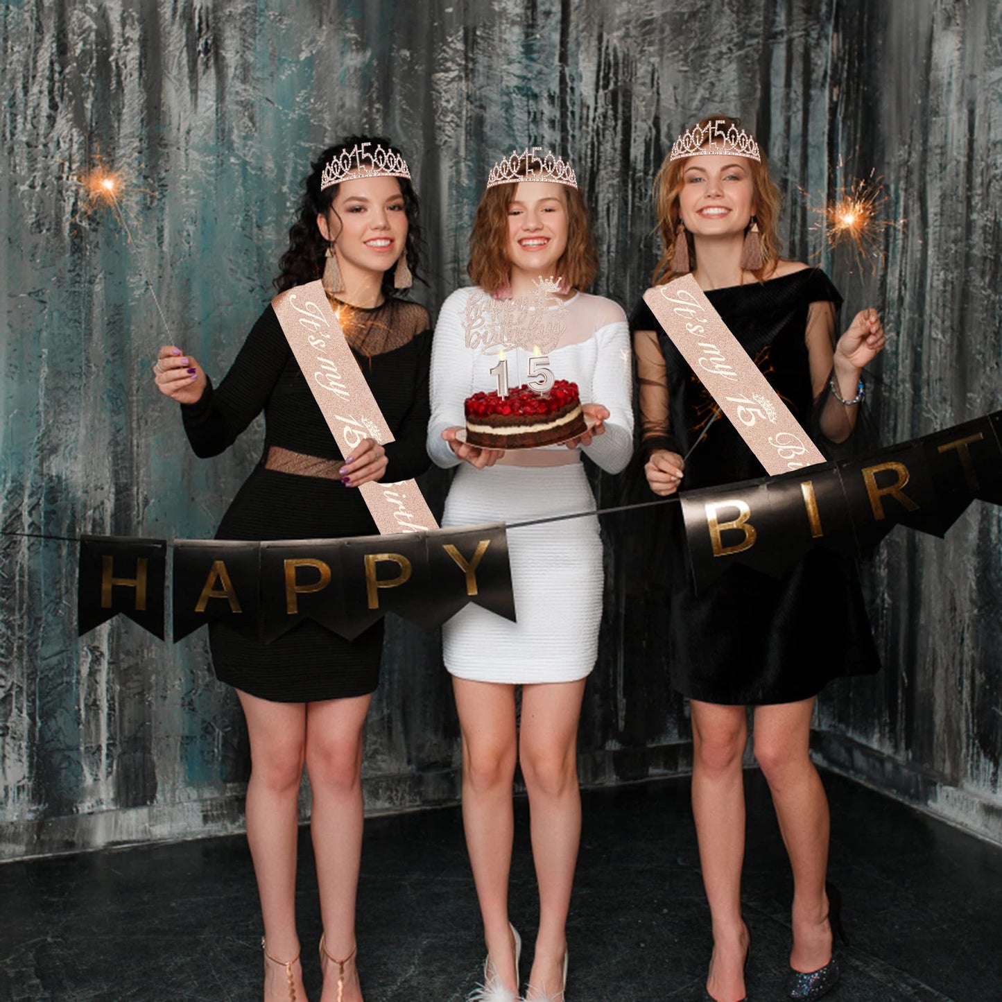 15Th Birthday Decorations For Girls,15Th Birthday Sash,Crown/Tiara,Candles,Cake Toppers.15Th Birthday Gifts For Girls,15 Birthday Decorations For Girls,15 Birthday Party Decorations