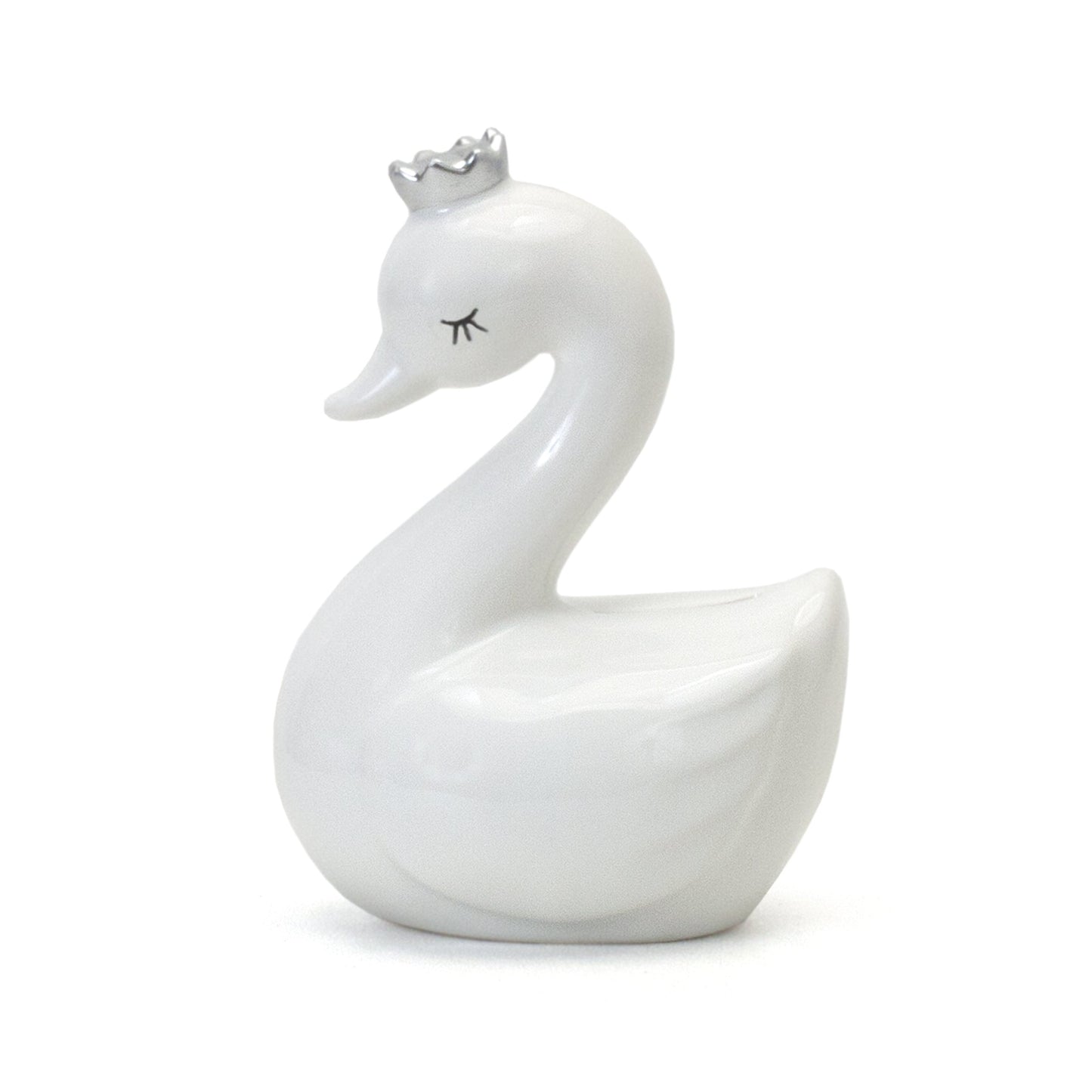 Child To Cherish Ceramic Swan Piggy Bank (Silver)