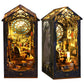 Criolpo Book Nook Kit - Diy Doll House Booknook, Book Nook Miniature Kit For Bookshelf Insert Decor Crafts For Adults Teen Halloween, 3D Wooden Puzzle Bookends With Sensor Led Light