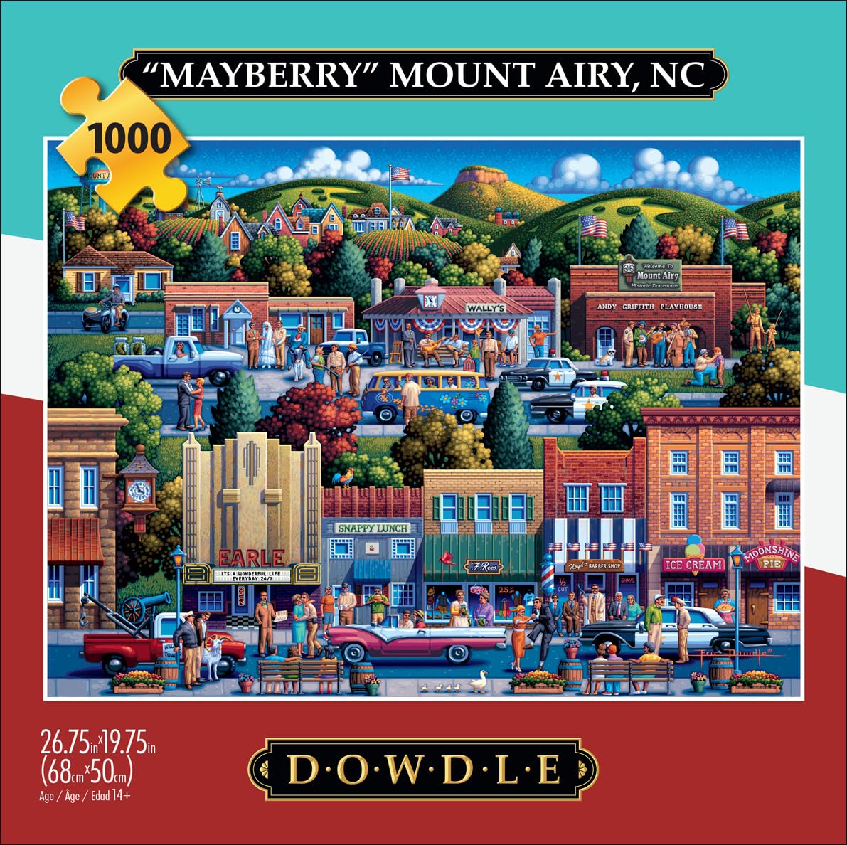Buffalo Games 1000 Piece Jigsaw Puzzle - Mt Airy, NC - Large Multicolor Paper Puzzle - Model 12821 - Perfect for Game Nights