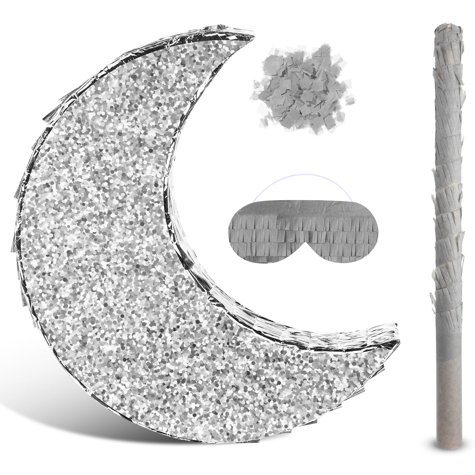 Hicarer Silver Moon Piata for Kids Moon Birthday Party Decorations Supplies Piata Decor for Kids Birthday Party Twinkle Twinkle 
