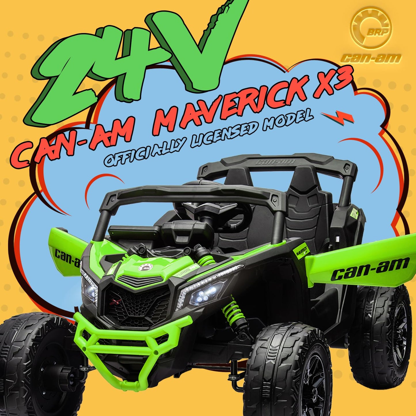 Kerry Yoo 24V Ride on Toys for Big Kids,Kids Electric Ride on Car UTV 4WD/2WD,High Speed Power Wheels with EVA Rubber Tires,4x4