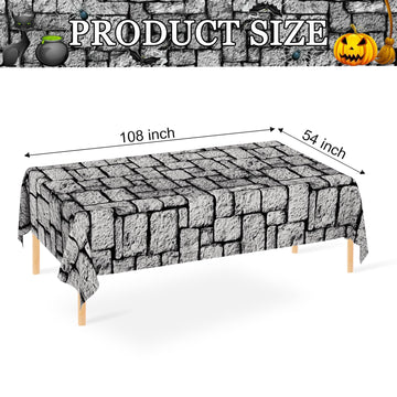 Wnink 4 Pack Stone Wall Tablecloths, Medieval Brick Stone Table Table Cover Decoration Plastic Tablecloth Stone Brick Tablecover