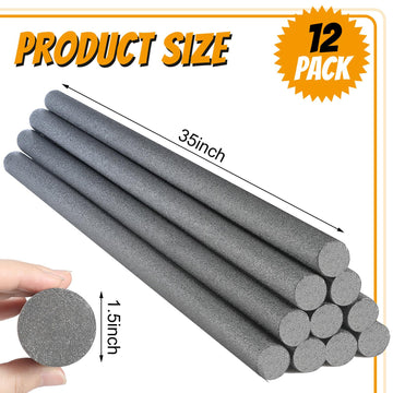 Kathfly 12 Pcs Floating Pool Noodles Foam Tube 1.5 X 35 Inches Floating Foam Tube Round Solid Noodle For Adults Swimming Craft Project(Ash Black)