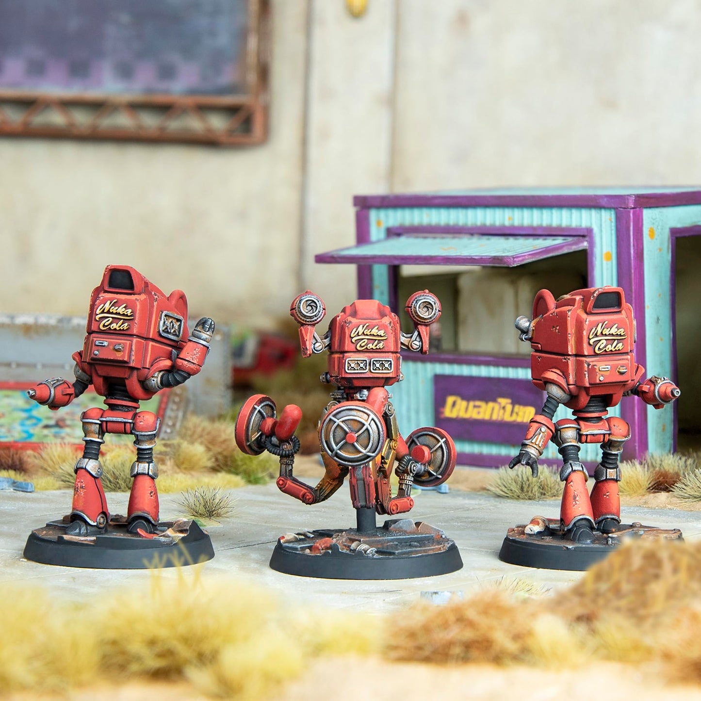 Modiphius Entertainment: Fallout: Wasteland Warfare - Robots: Starlight Theatre Staff -3 Figures, 32Mm Unpainted Resin Rpg Miniatures, Nuka World Wave