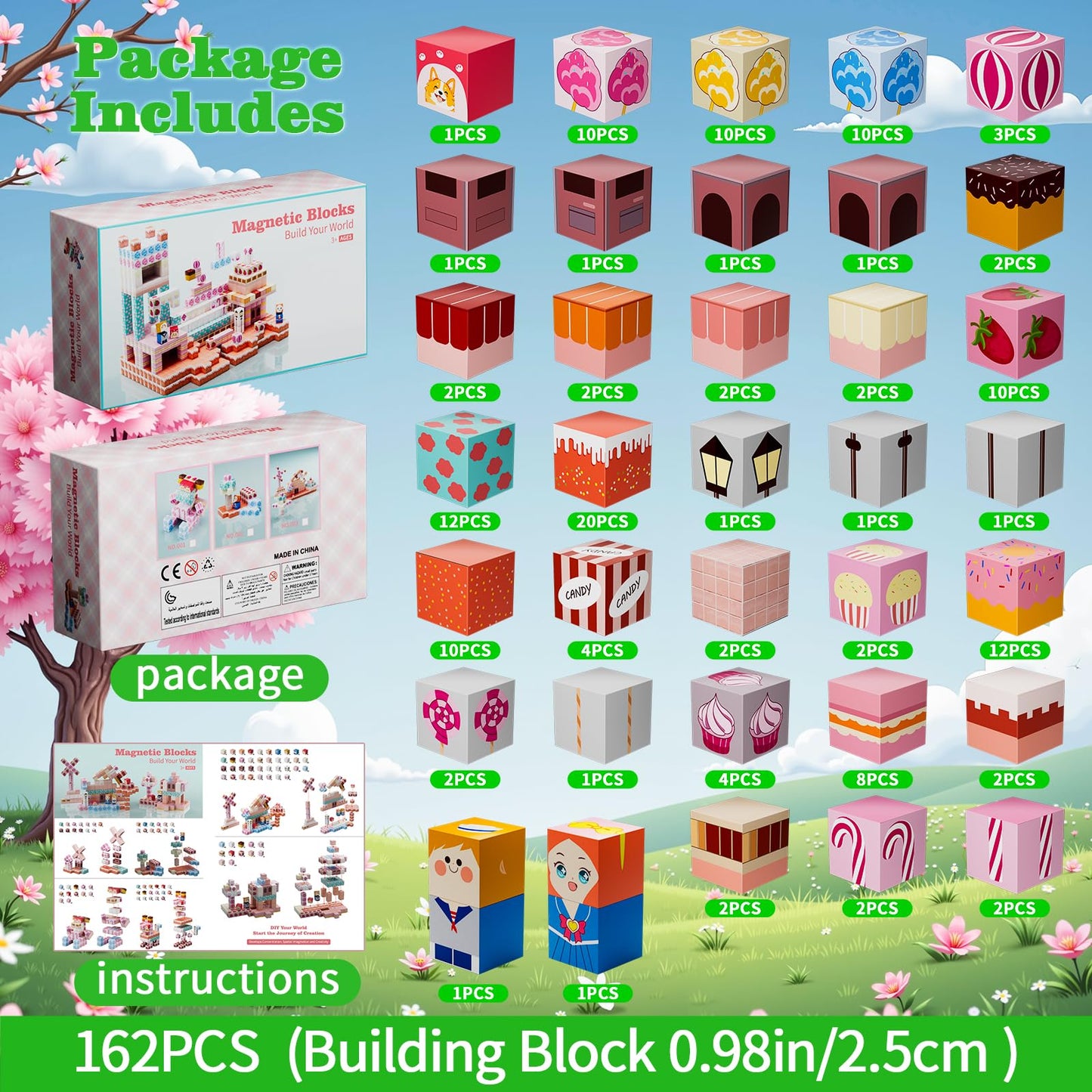 Juangu Magnetic Building Cubes For Kids, 162Pcs Stem Educational Toys, Magnetic Blocks Set For Ages 3-12, Creative Construction