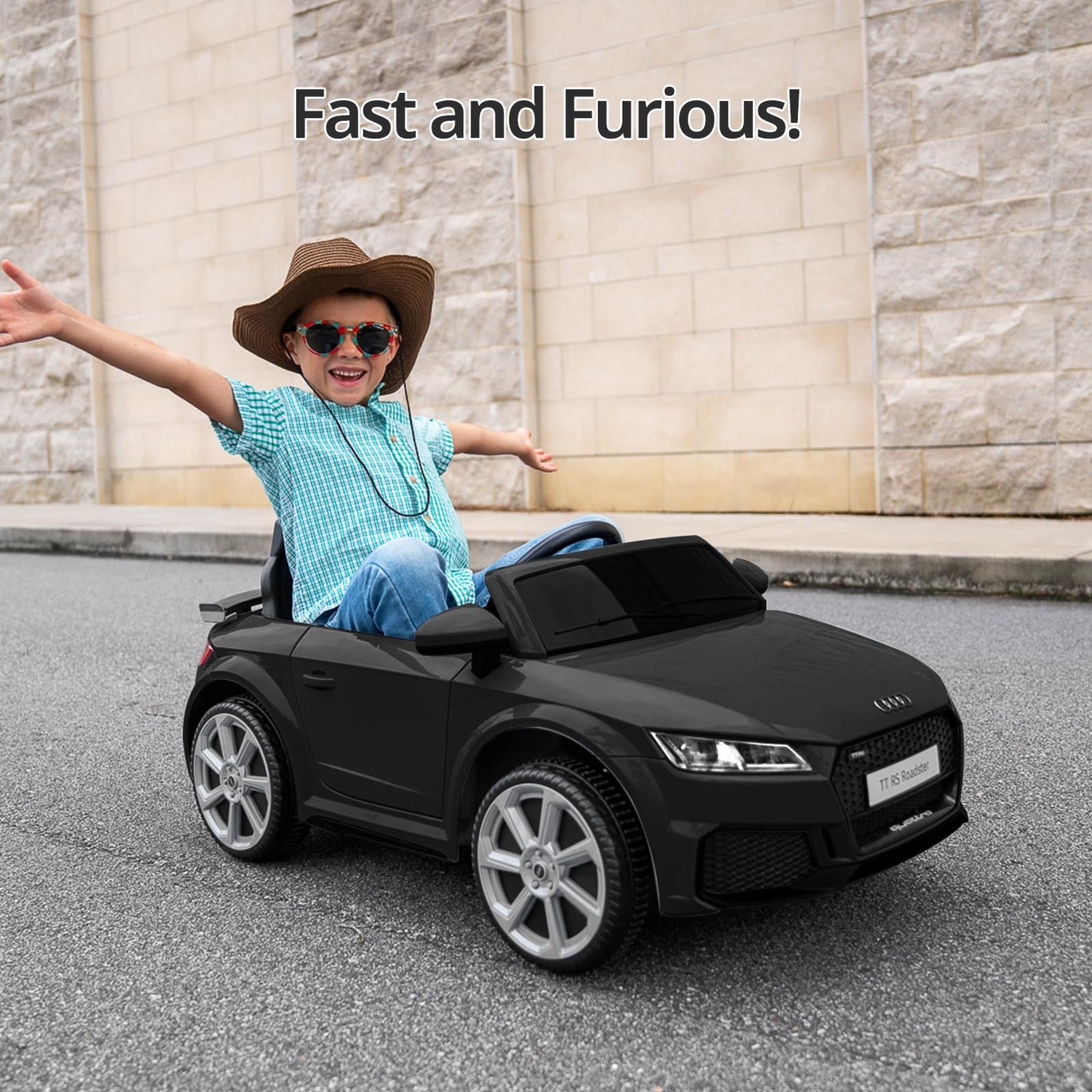 Hikiddo Electric Ride On Car For Kids, Licensed Audi 12V 7Ah Kids Ride-On Toy For Toddlers 3-5 Year Old With Remote, Bluetooth -