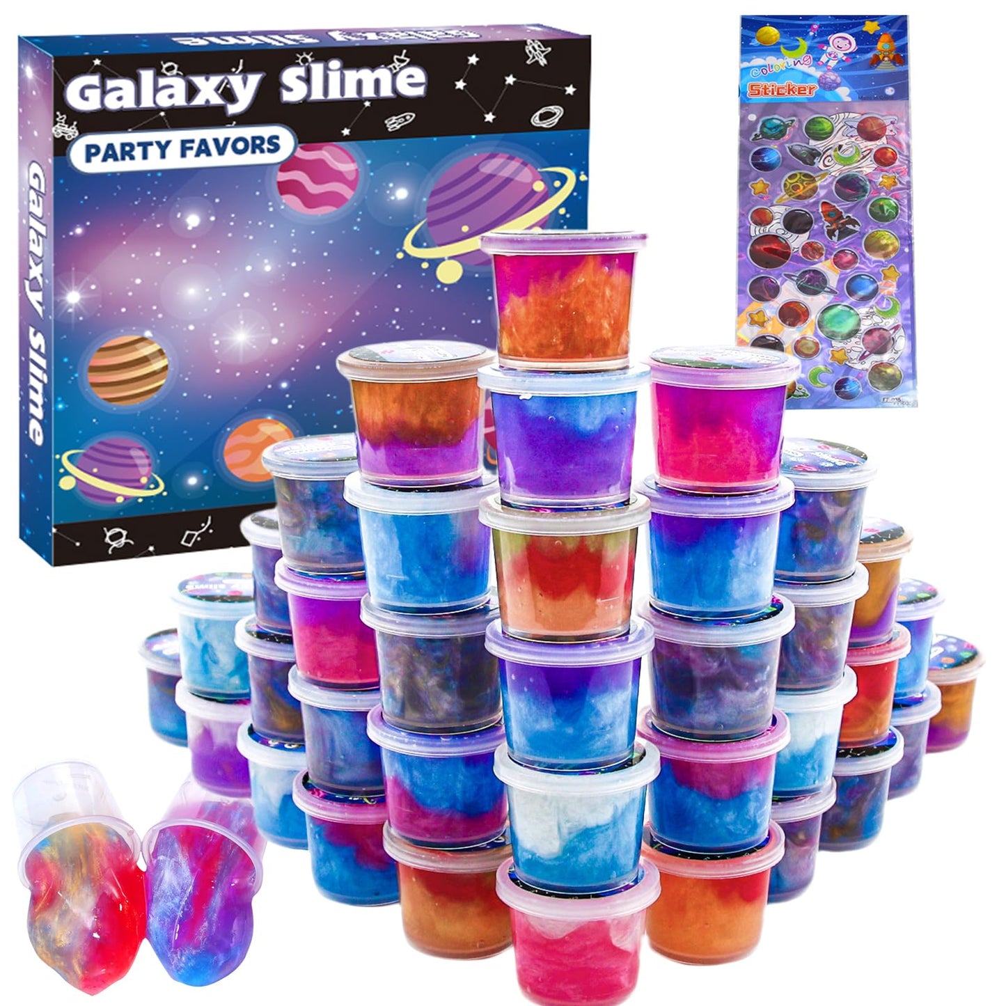 Elover Party Favors For Kids Galaxy Putty Slime Kit Tactile And Visual Experience, Stress Relief Toy,Goody Bag Toys, Christmas Stocking Stuffers For Girls Boys (Starry Sky)
