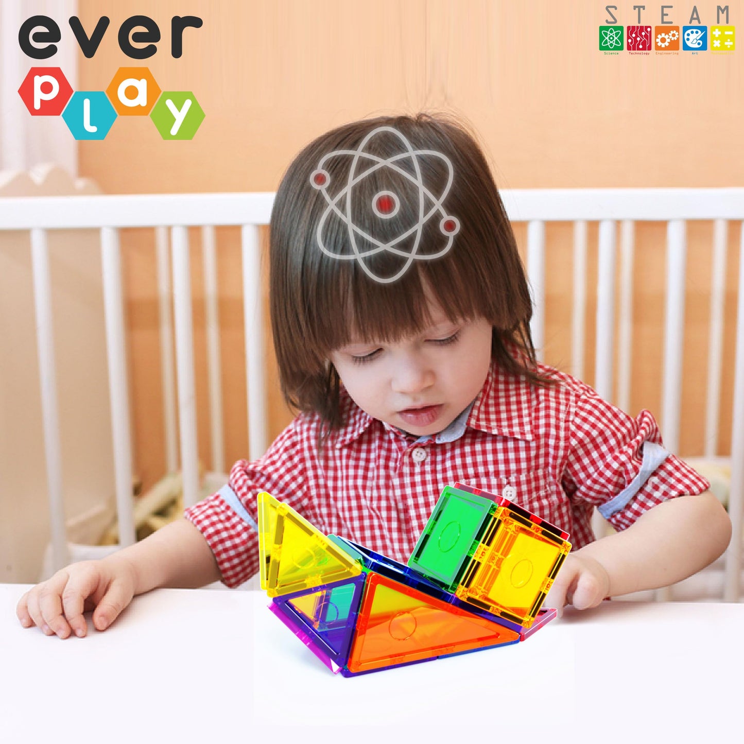 Everplay 30Pc Magnetic Tile Building Block Set Construction Magnet Tiles Toy Blocks Stem Educational Learning Kit Toddler Preschool Games Rocket Playset Toys Unlimited Creation Boys Girls Age 3 And Up