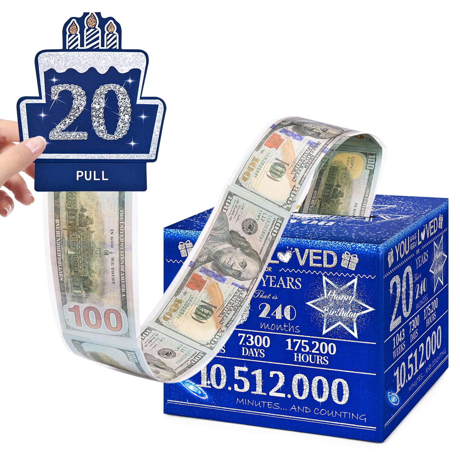 Toyeishi 20 Happy Birthday Money Box For Cash Gift, 20Th Birthday Decorations For Him And Her, Gifts For 20 Year Old Men, Male B