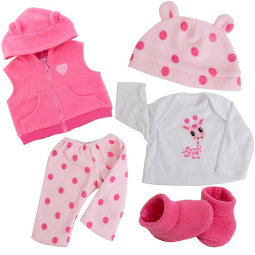 Reborn Baby Doll Clothes - Outfit Accessories For 20-24 Inch Realistic Newborn Toy Dolls, 5 Piece Set