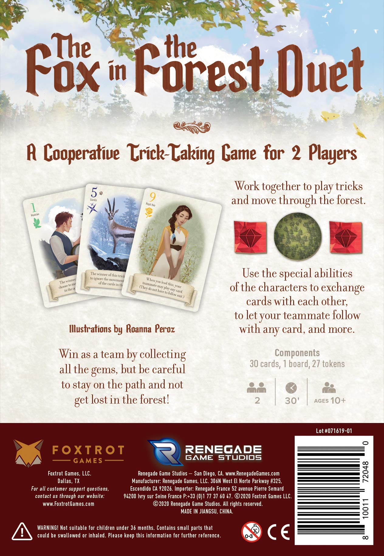 Renegade Game Studios Fox in the Forest Duet Card Game for 2 Players, Cooperative Trick-Taking, Brown, 4.5"x6.5"x1.25", Model RGS
