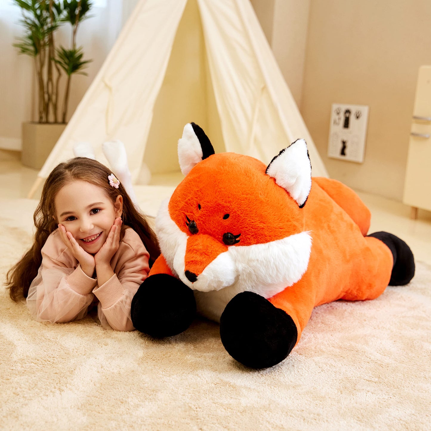IKASA Giant Fox Plush Toy, 30" Soft Stuffed Animal for Kids, Polyester, Model 6636669
