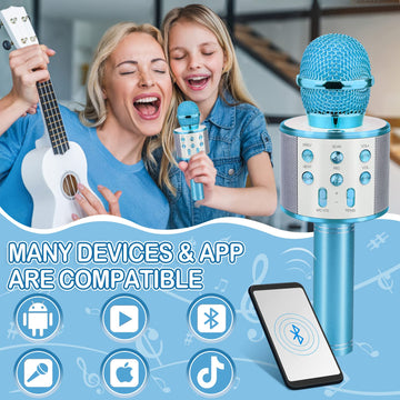Viposoon Kids Gifts For 6 7 8 9 10 11 Year Old Boys Girls, Karaoke Microphone For Kids Popular Toys For 5-12 Year Old Boys Girls Christmas Birthday Gifts For Toddler Teenage Girl Boy - Blue
