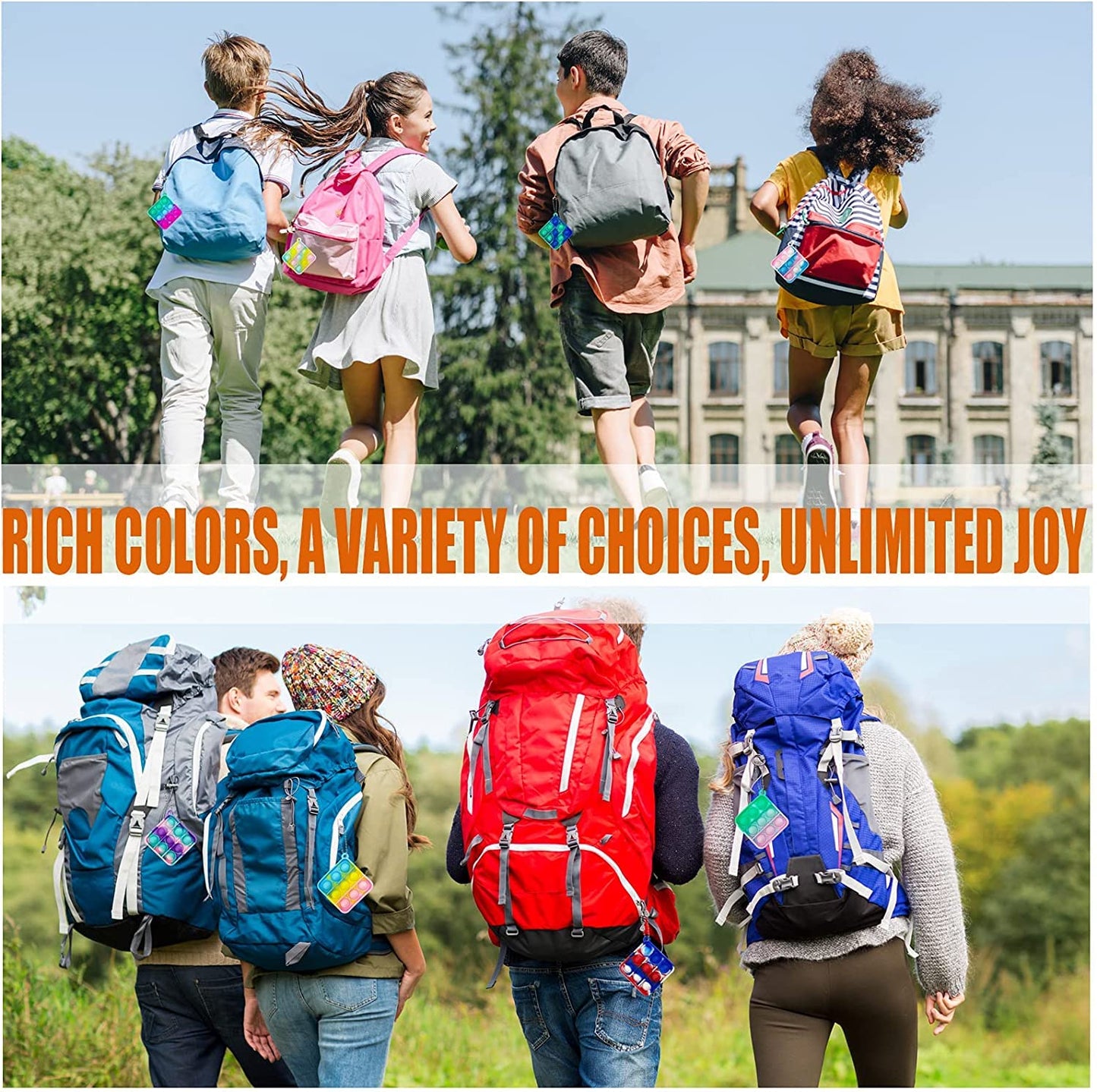 NUENUN 120pcs Random Color Mini Squeeze Pop Bubble Fidget Sensory Toys  Mini Keychain Wrap Small Relieve Anxiety Stress Toy  Pop Bulk Silicone Classroom Prize for Kids mature-themed Party Gift