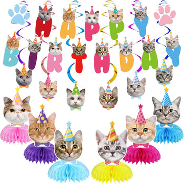 Goyoswa Cat Birthday Party Supplies Cat Birthday Party Decorations, Cat Themed Birthday Party Supplies Includes 1 Birthday Banne